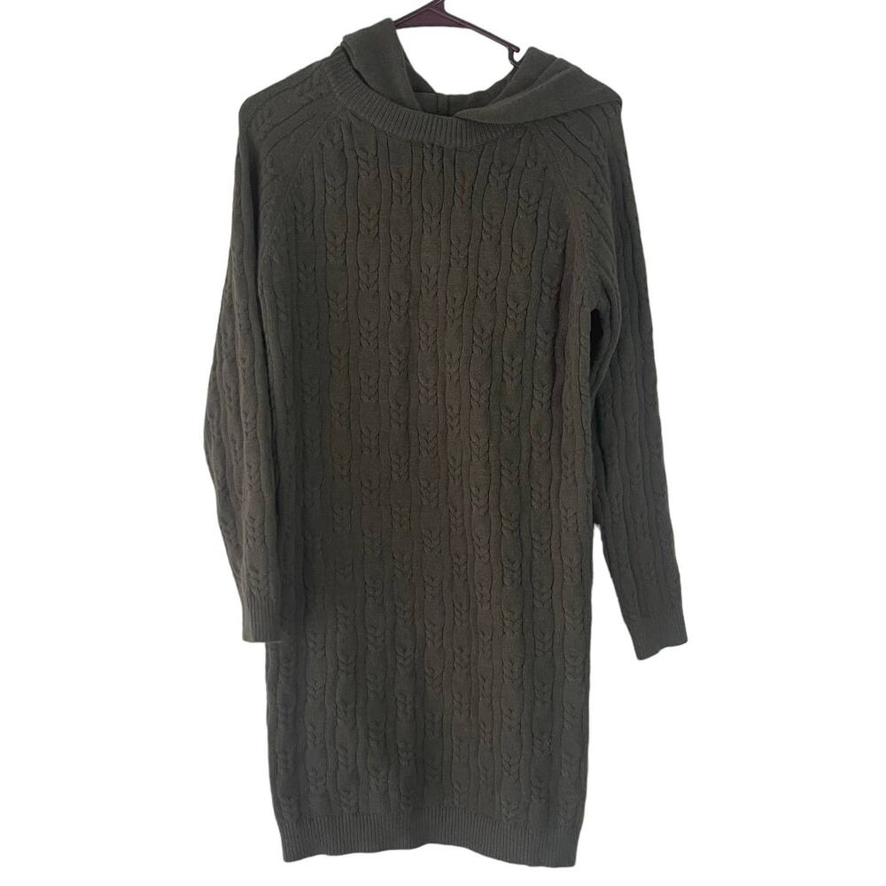 Mystree Women's Size‎ Medium Grey Green Hooded Sweater Dress